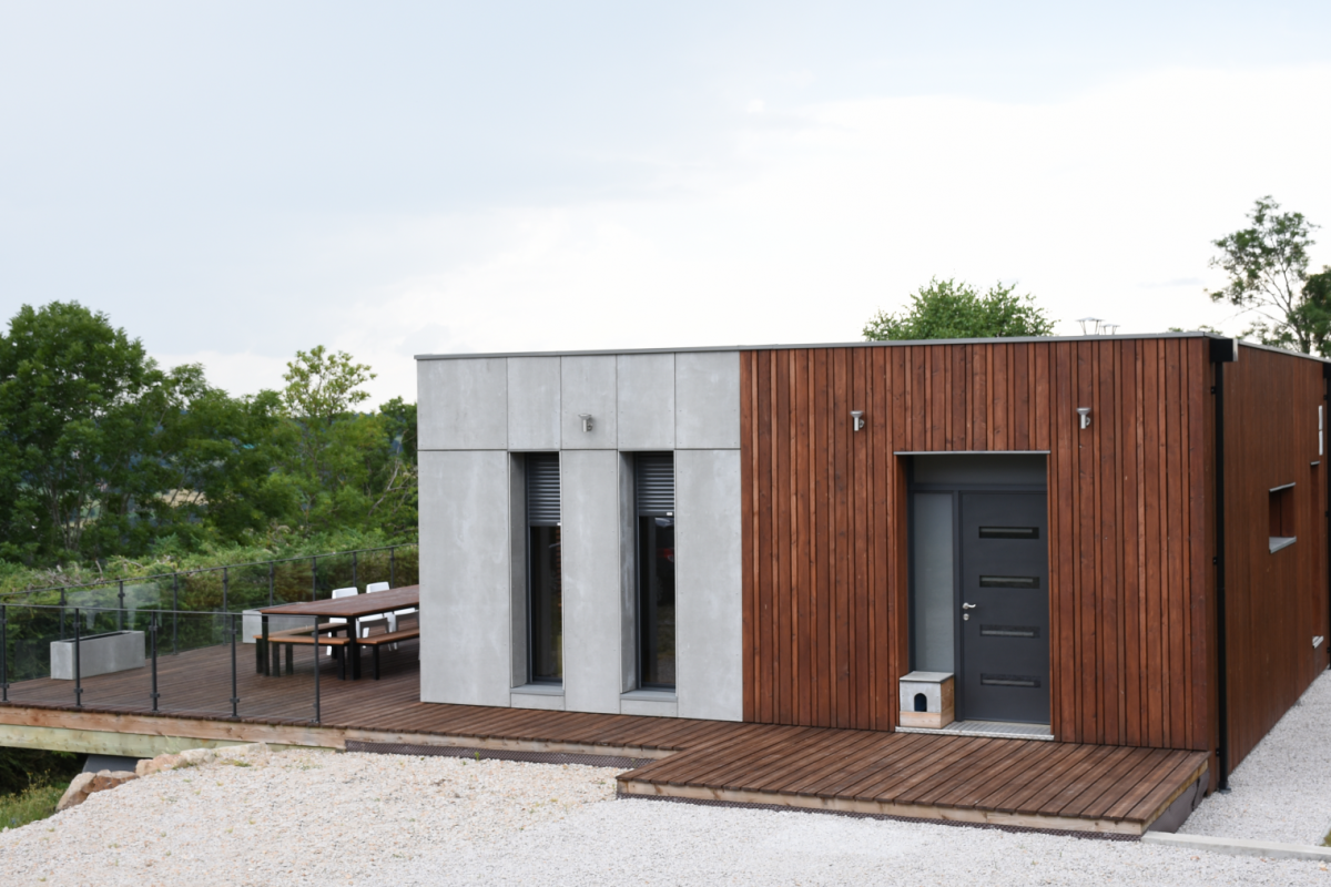 facade of design wooden house saint romain lachalm
